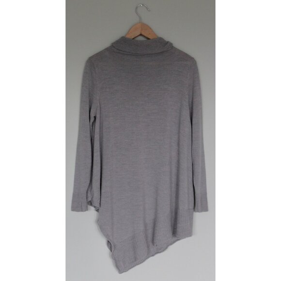 EILEEN FISHER 100% Merino Wool Gray Asymmetrical Cowl Neck Sweater, M Medium - Picture 5 of 9